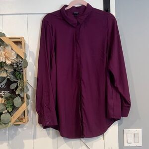 Torrid Deep Plum Long-Sleeve Button-Down Shirt lightweight size 1X